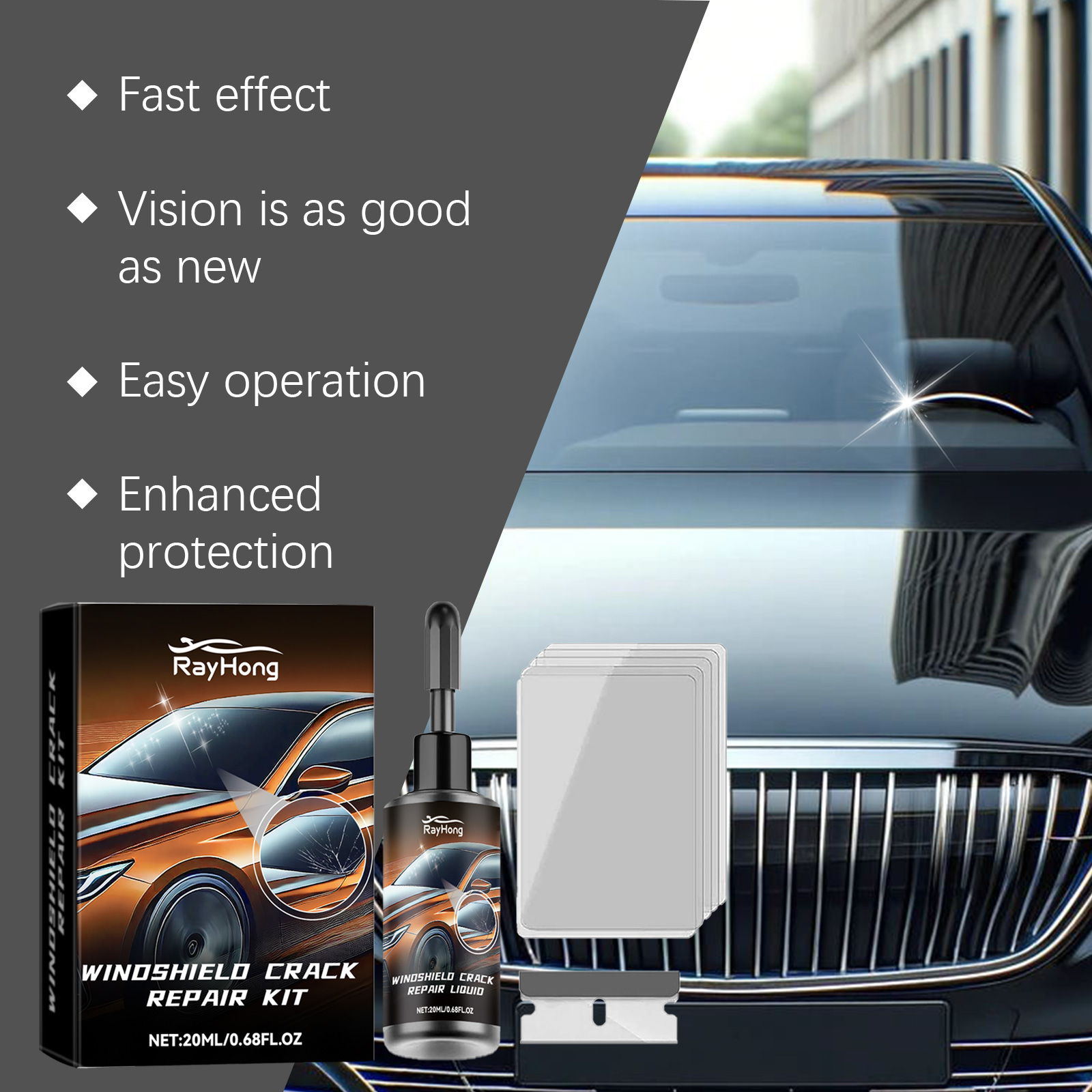 Car Windshield Crack Repair Re - Liquid Uv Glue Kit のレビューと価格